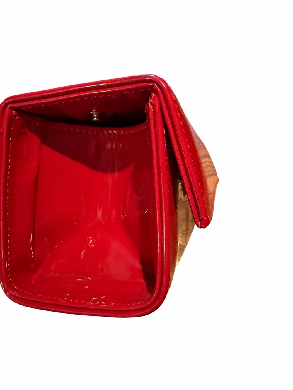 Glossy Red Patent Leather Fold-Over Clutch - Date Night - Picture 4 of 5